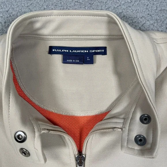 Vintage Polo Ralph Lauren Sport Jacket Womens L Beige Cropped Fit USA Made 90s - Picture 2 of 14